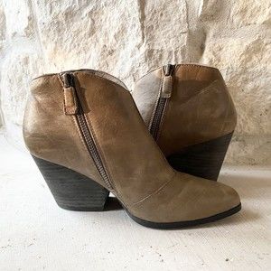 $300 Eileen Fisher Trail Bootie Pointy Block Distressed Leather Dusk‎ 6